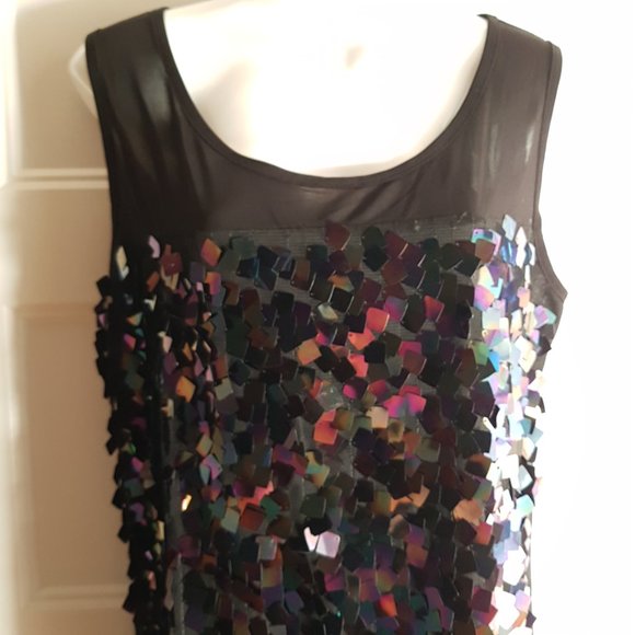 CARTISE Black Sequin Sleeveless Top NWT, Sz L - Picture 3 of 9